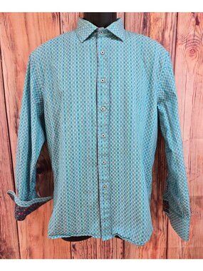 Scully Mens Turquoise Check Long Sleeve Shirt Medium